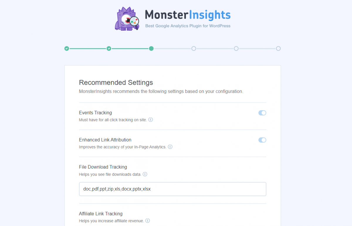 MonsterInsights Setup Wizard Page 3