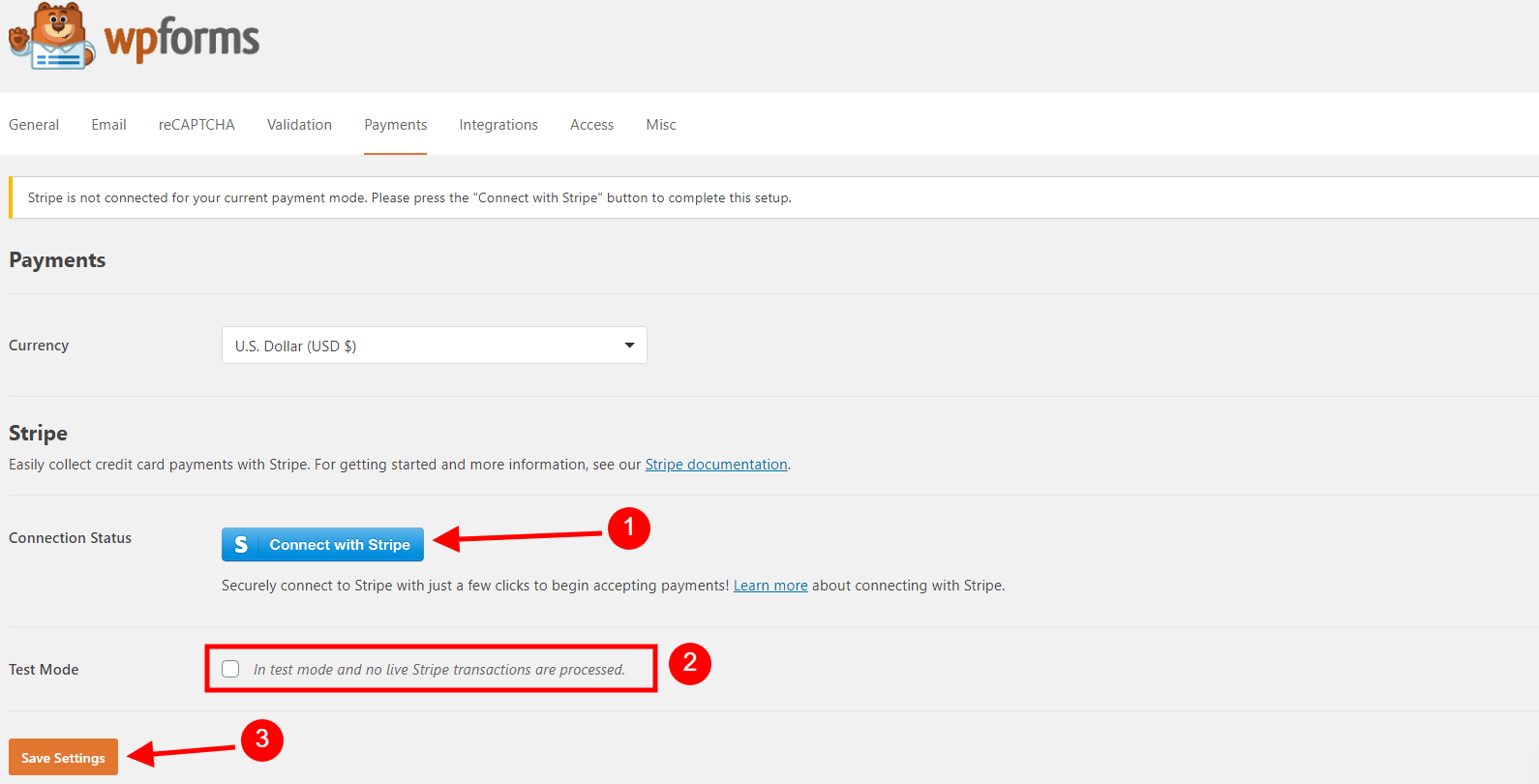 WPForms Payment Options Screenshot PayPal & Stripe