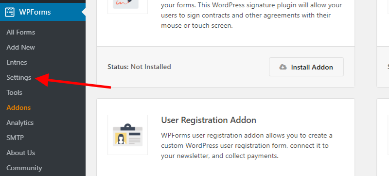 WPForms Settings Screenshot 1