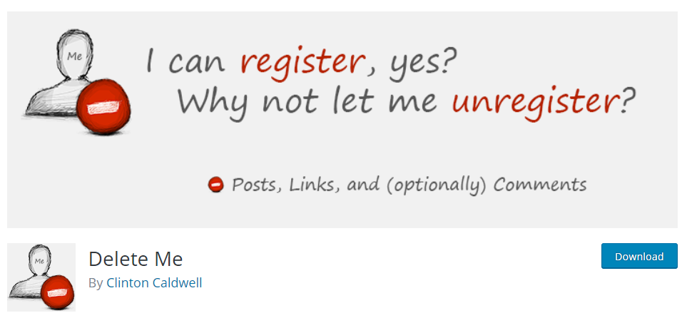 Delete Me Plugin WordPress