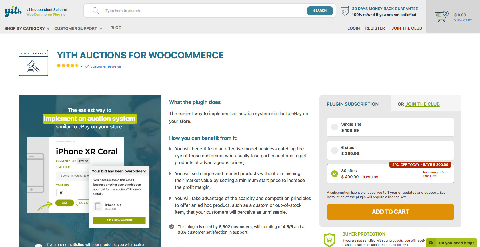 Yith WooCommerce Auction