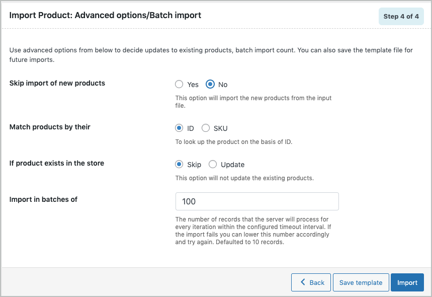 Advanced Import Screen Of Product Post Type