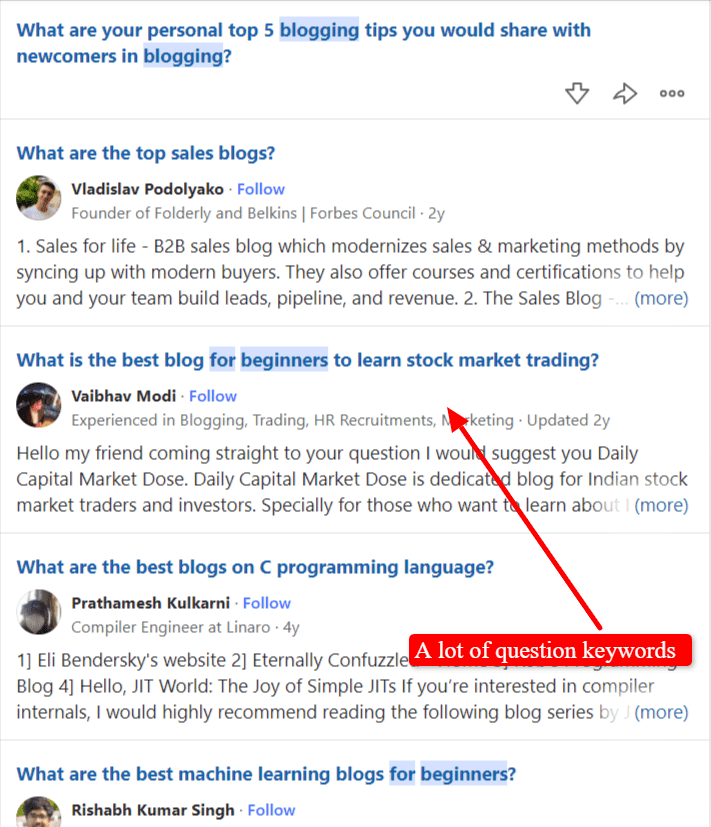 Quora Search To Find Blog Topics