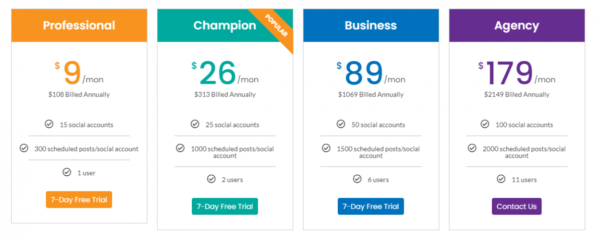 Social Champ Pricing