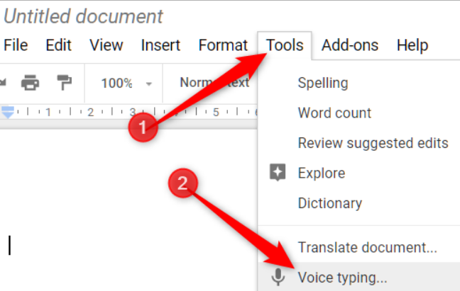 Google Docs Voice Typing