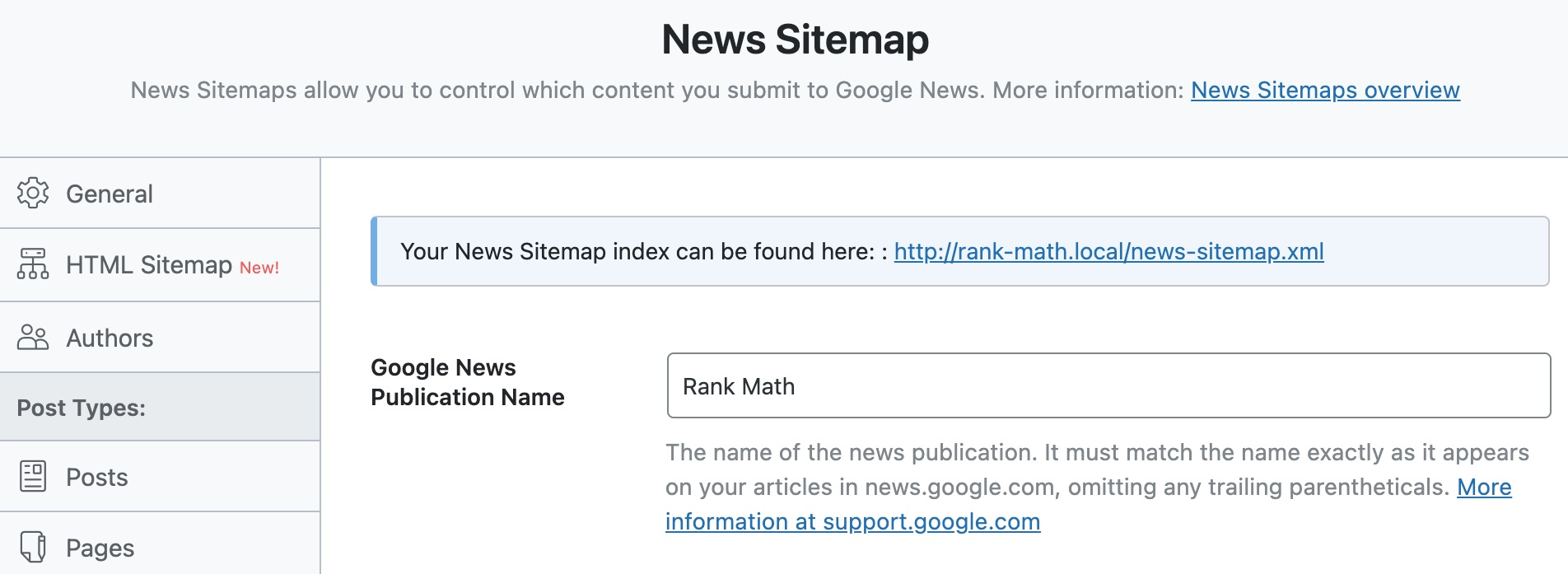 Rank Math News Sitemap