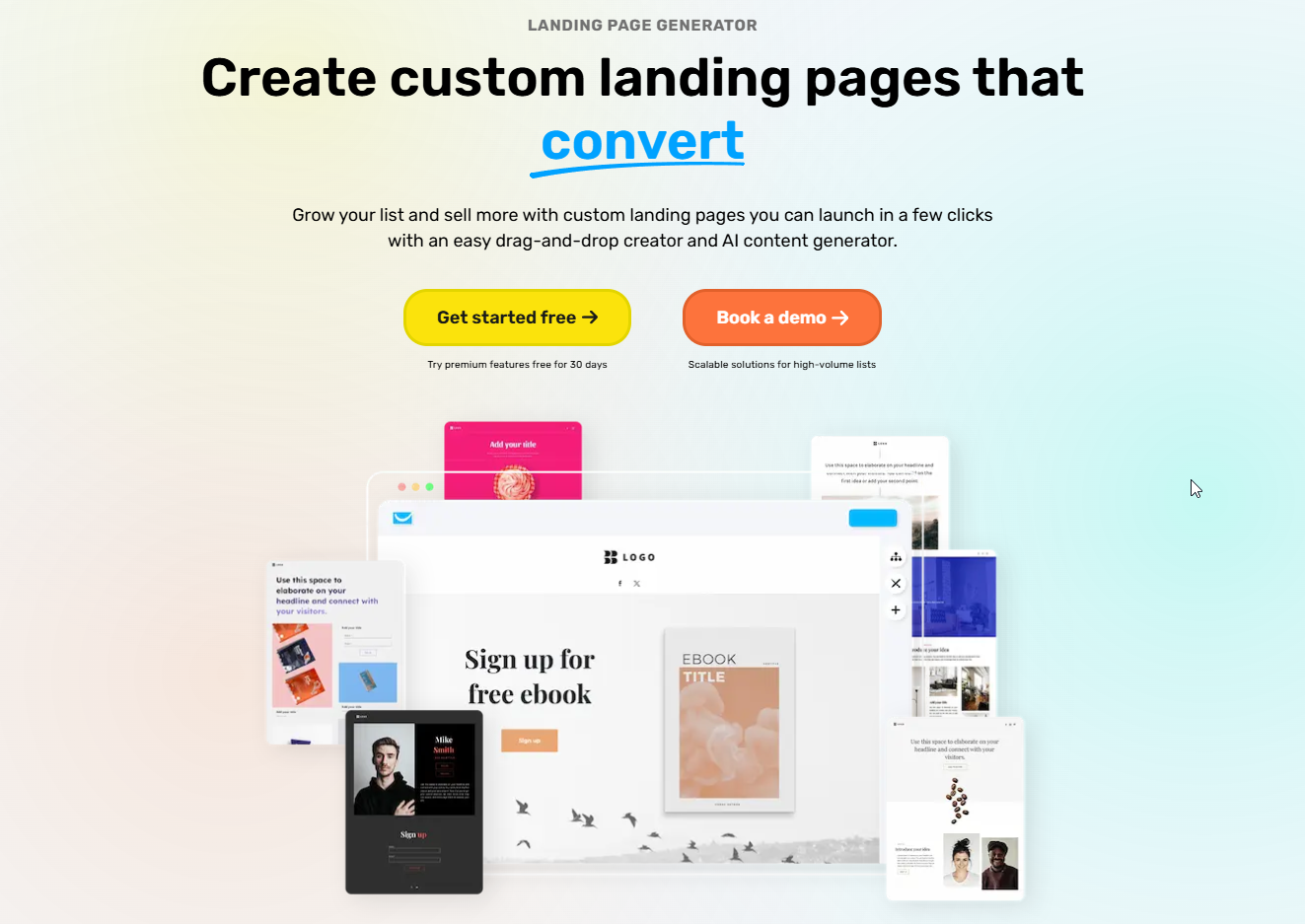 GetResponse Landing Pages - LP Screenshot