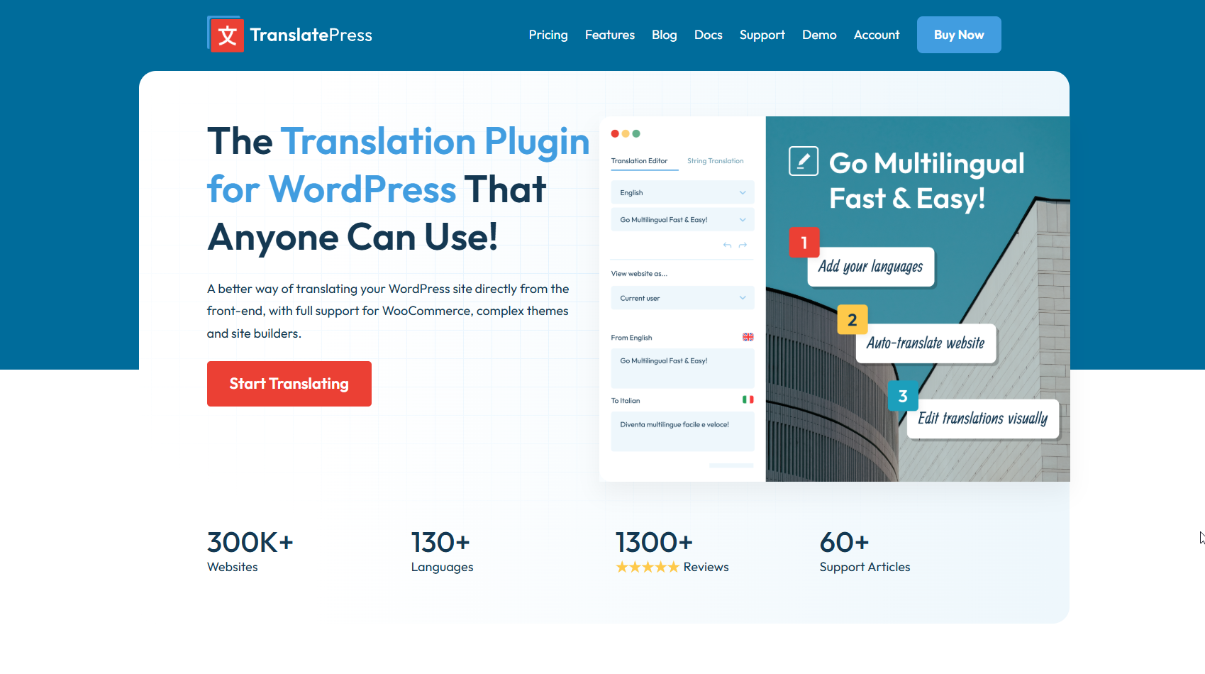 TranslatePress Homepage Screenshot