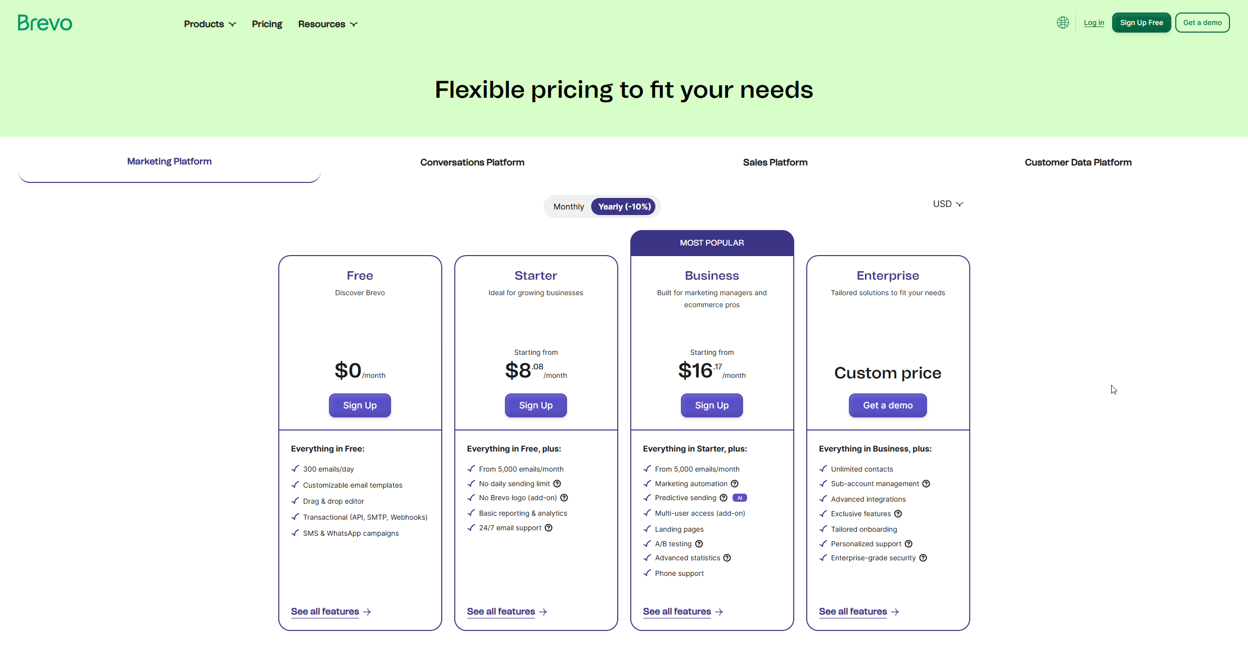 Brevo Pricing Page