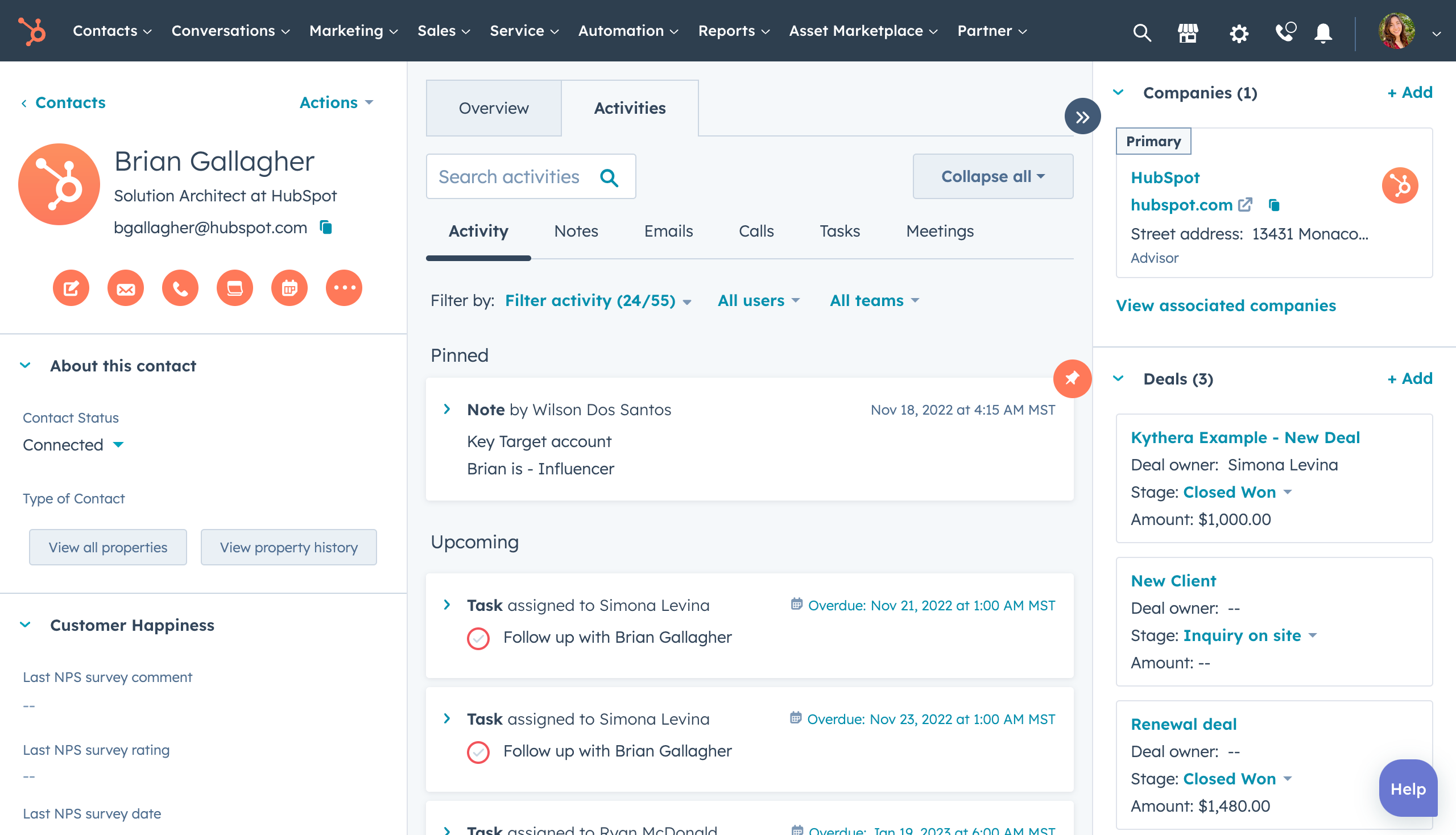 HubSpot Contact Management