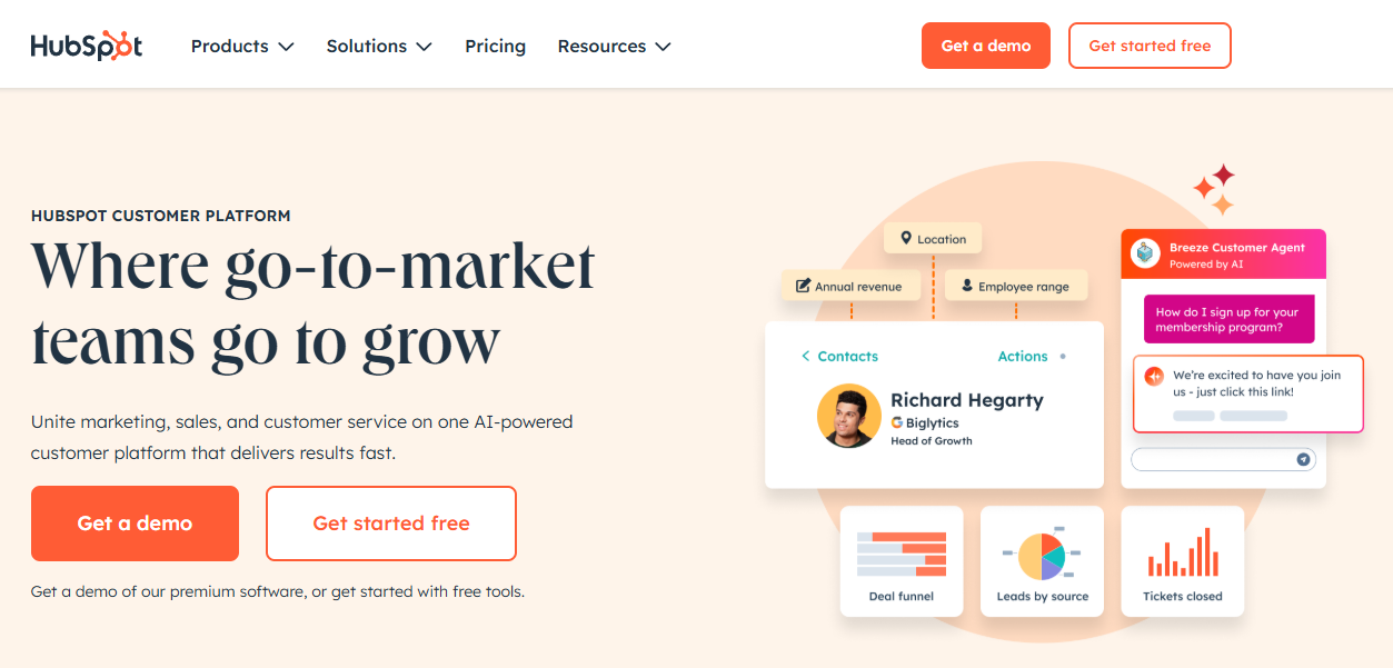 HubSpot Homepage Screenshot