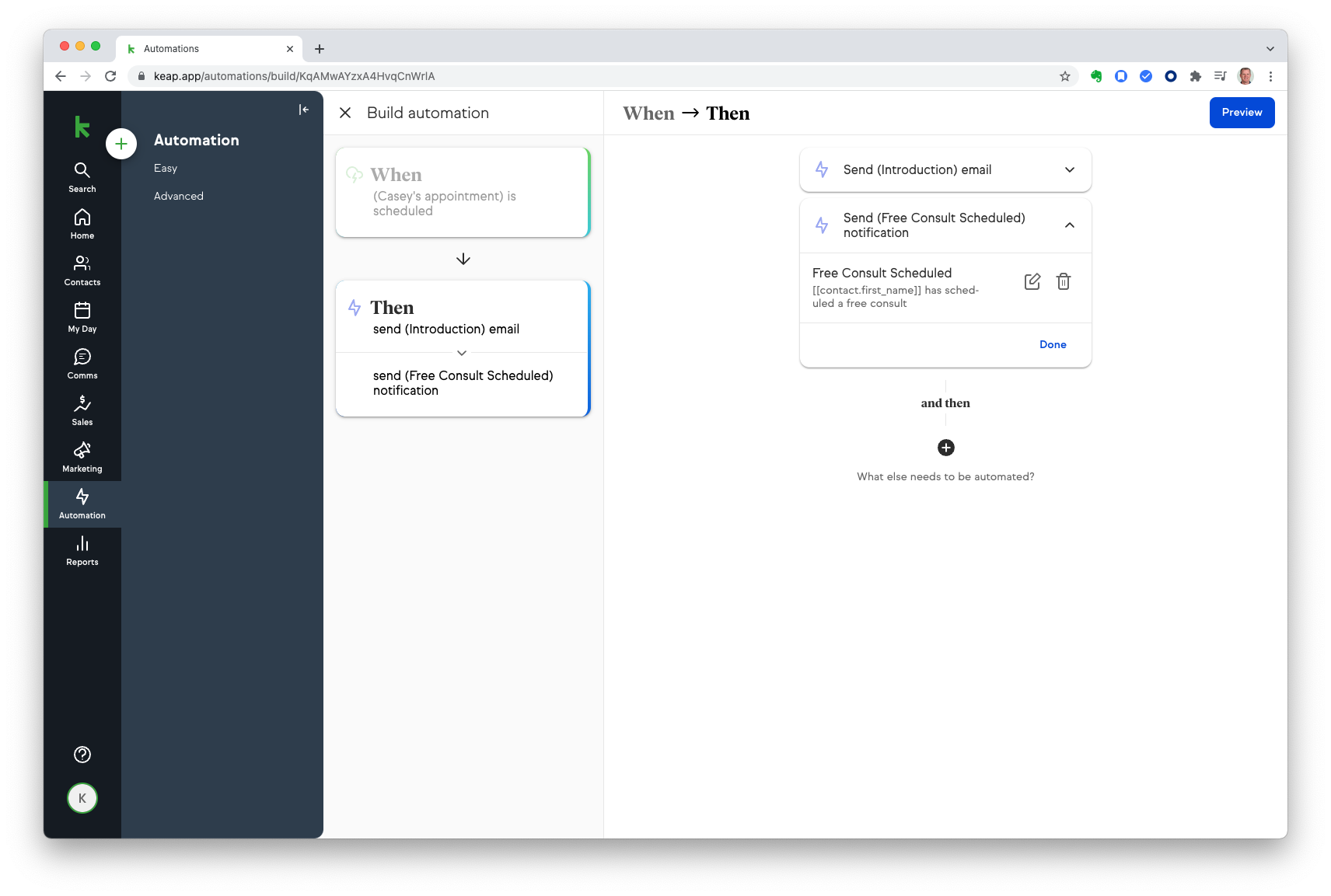 Keap Email Automation