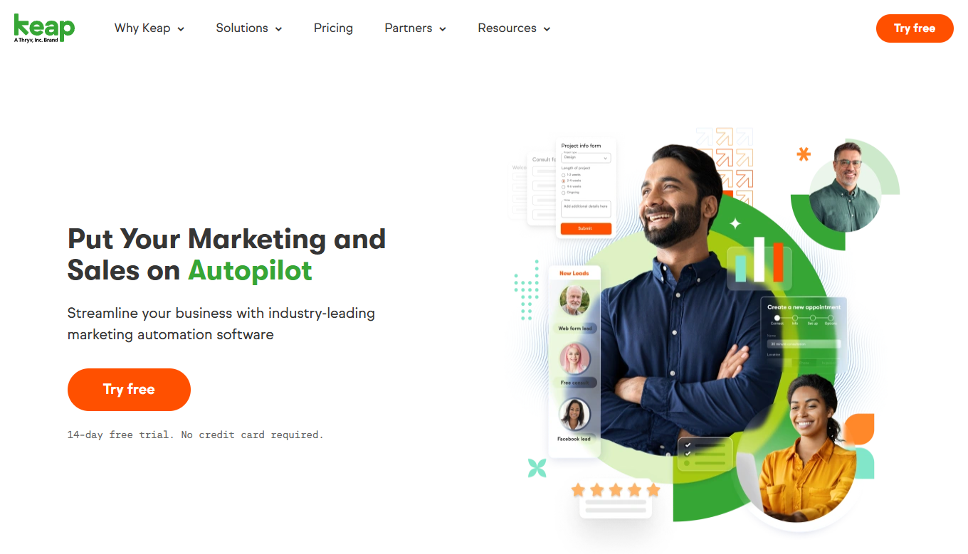 Keap Homepage Screenshot (Formerly Infusionsoft)