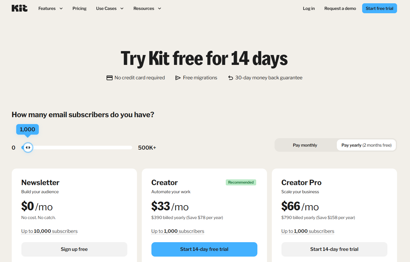 Kit Pricing Page