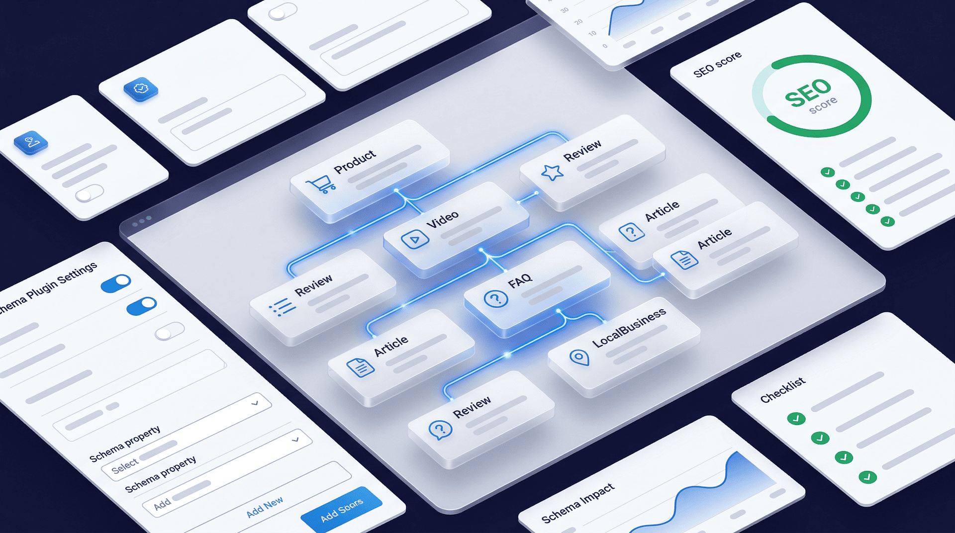 Advanced Schema And Custom Schema - Demo UI Cards - Graphic Illustration
