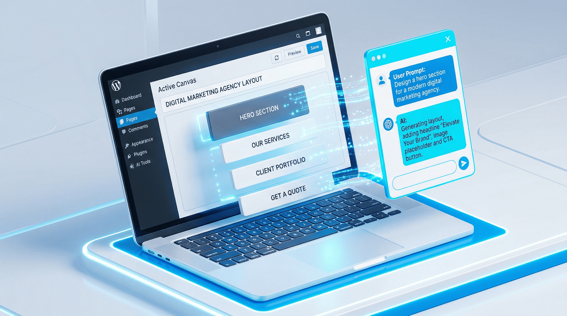 Building Website with WordPress AI Website Builder - Graphic Illustration