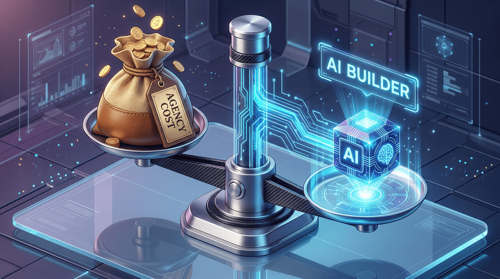 Freelancer Agency Cost vs AI Website Builder Cost - Illustration
