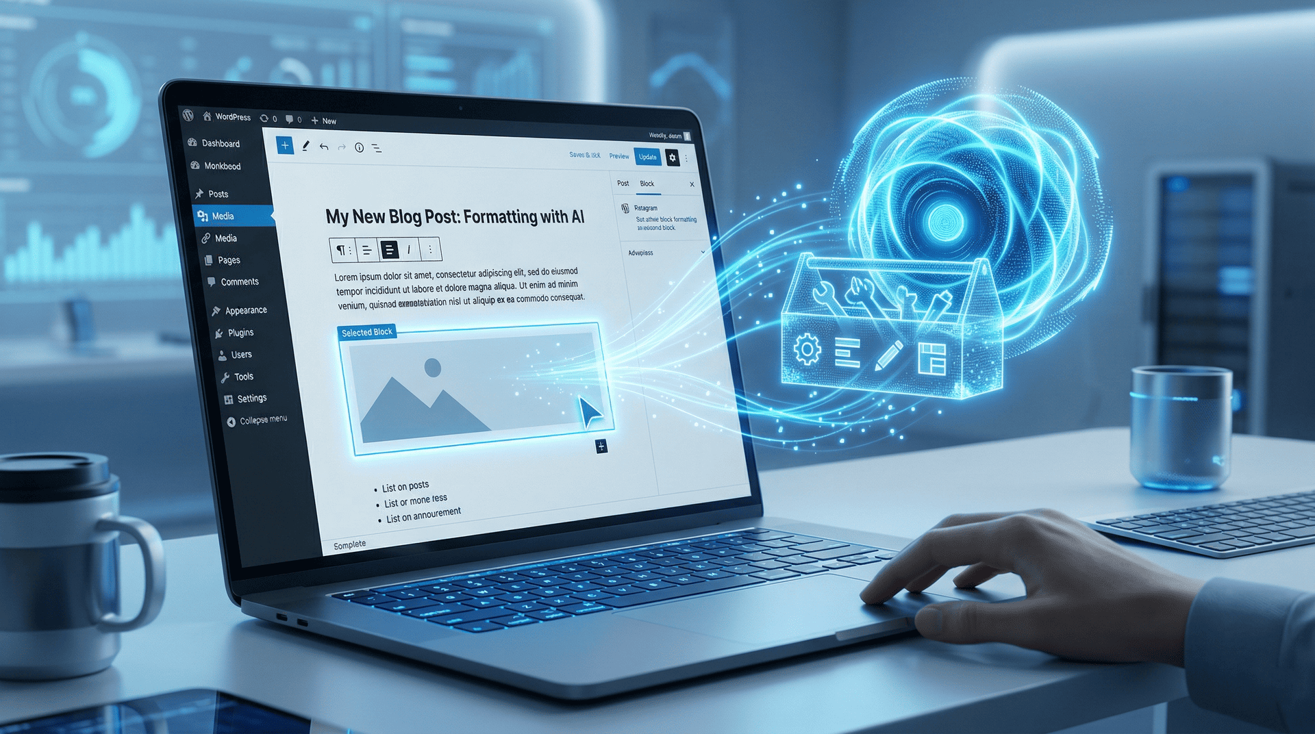 In-Editor or Native AI Assistant for WordPress Block Editor - Graphic Illustration