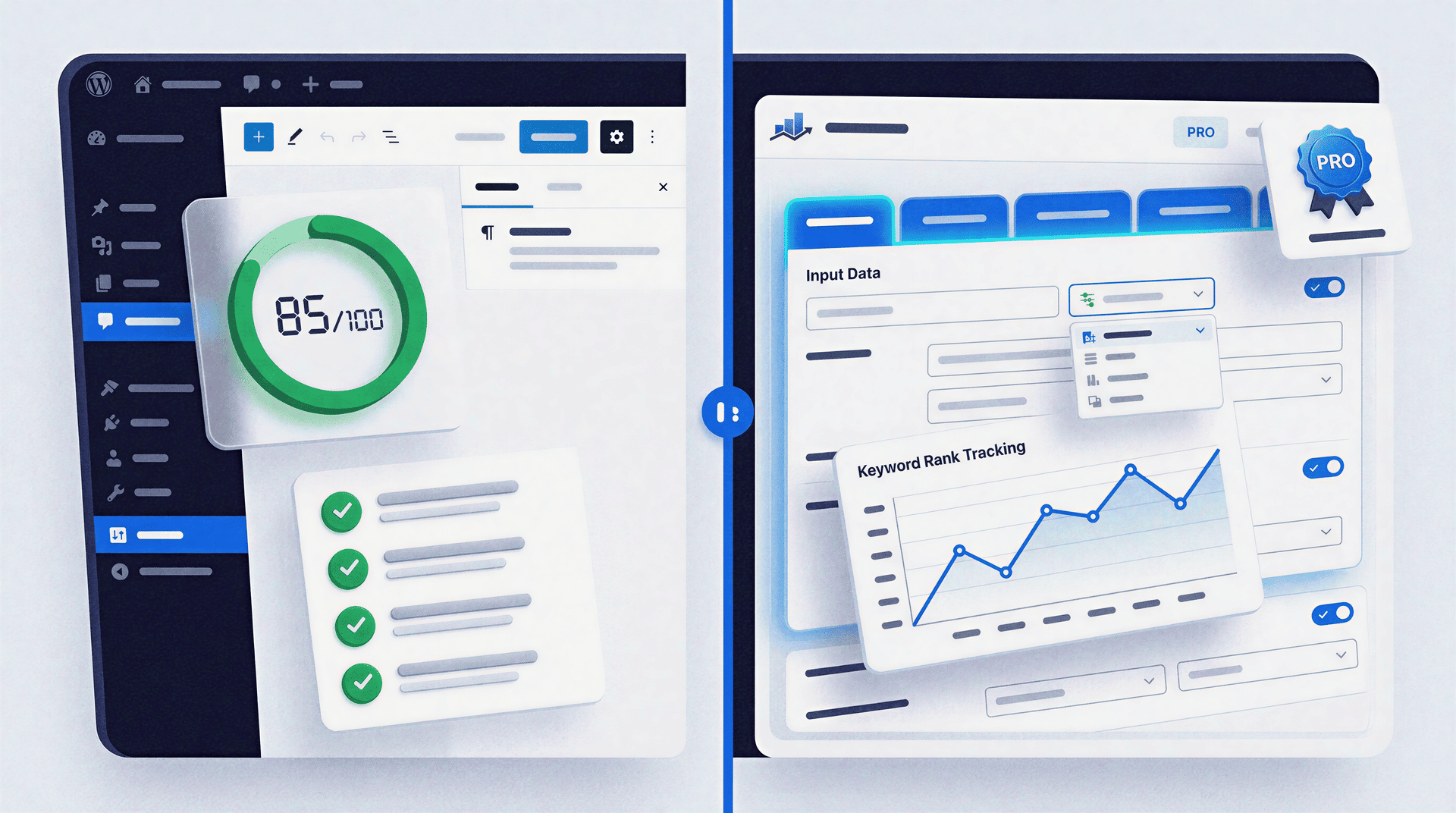 Rank Math FREE vs PRO - Graphic Illustration