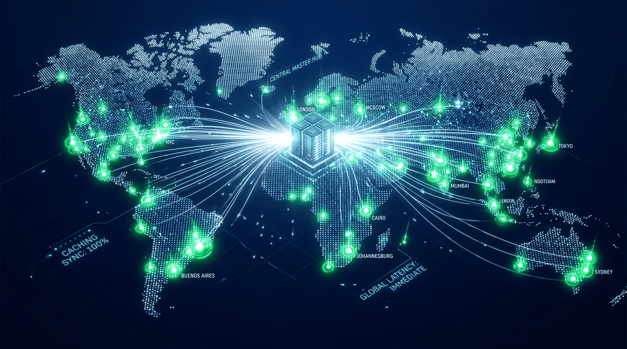 Global Edge Caching Or Global CDN Network - Graphic Illustration