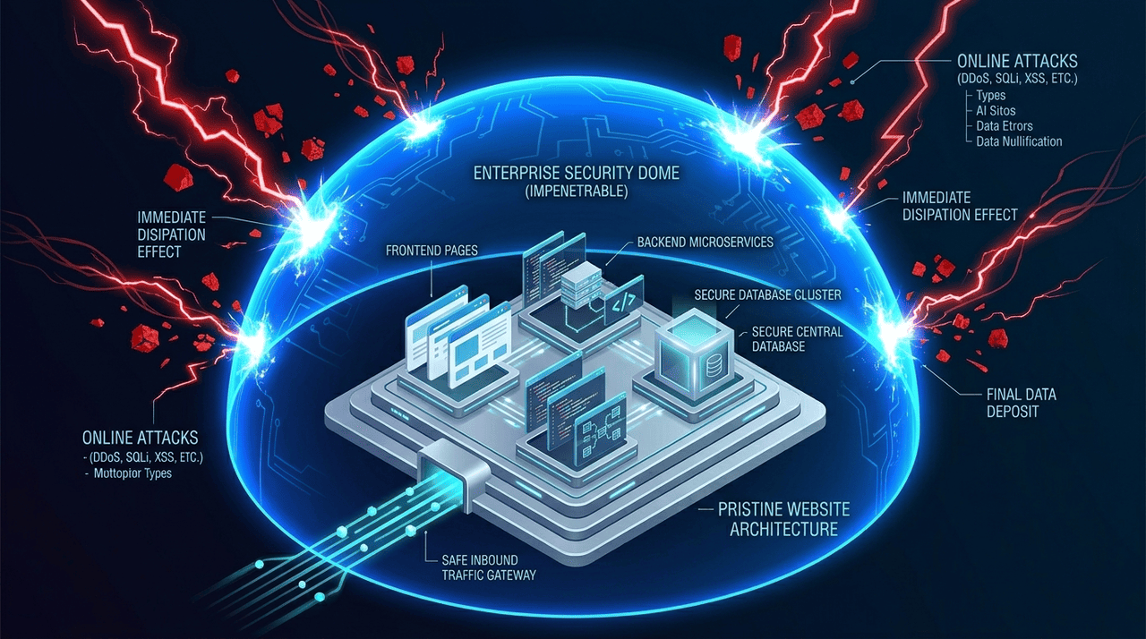 Website Or Server Security Or Defense - Graphic Illustration
