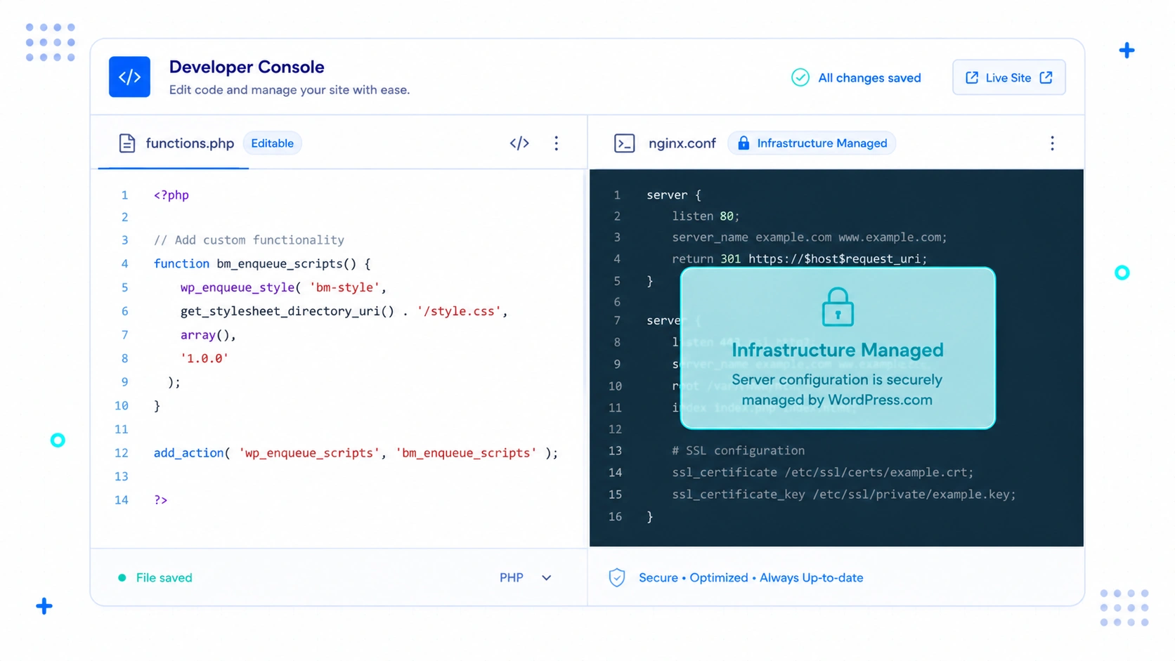 Custom Theme PHP Editor vs Locked Server Config