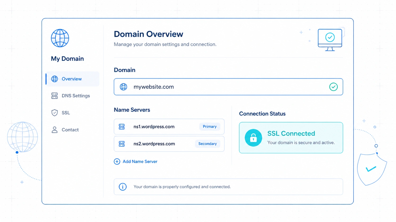 Domain Settings Overview and SSL Connection - Graphic Illustration