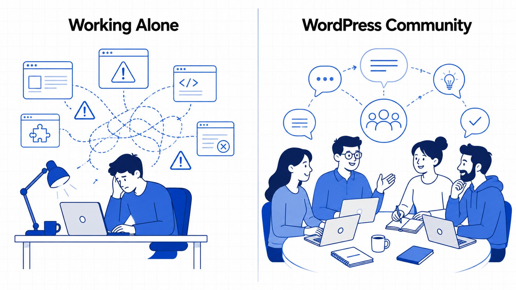 Working Alone vs WordPress Community